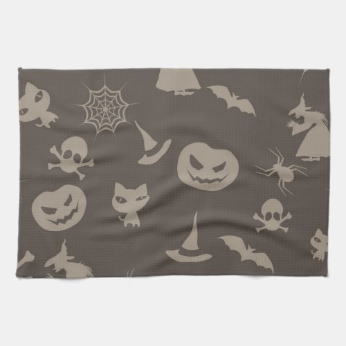 Fun Black  Grey Halloween Design Kitchen Towel