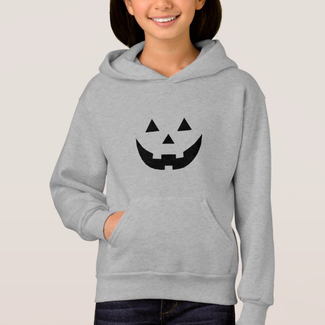 Fun black Jack o lantern pumpkin face Halloween Hoodie (Front)