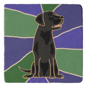 Fun Black Labrador Retriever Art Stone Trivet