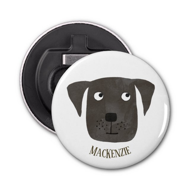 Fun Black Labrador Retriever Dog Personalized Bottle Opener (Front)