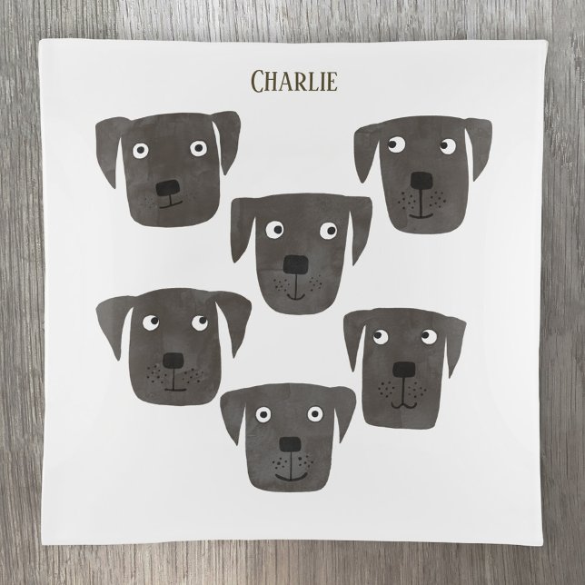 Fun Black Labrador Retriever Dog Personalized Trinket Tray (Creator Uploaded)