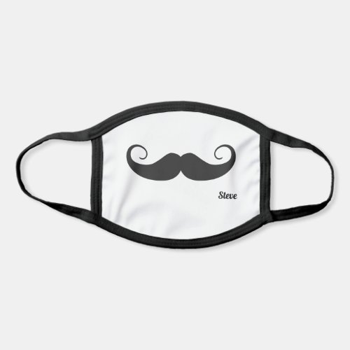 Fun black moustache with name gentleman face mask