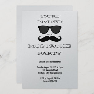 Fun Black Mustache and Sunglasses Party Invitation