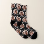 Fun Black Newlywed Couple Photo Pattern Socks<br><div class="desc">These fun black newlywed couple photo pattern wedding dress socks or casual socks feature the couple's photo and white hearts in an offset pattern and their names and wedding date! These are perfect for the groom as he walks down the aisle, as a bridal party favor, or as a bridal...</div>