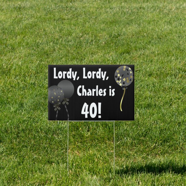 Fun Black Over The Hill Birthday Yard Sign (Insitu)
