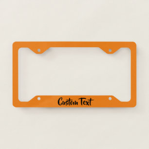Fun Black Script on Orange License Plate Frame