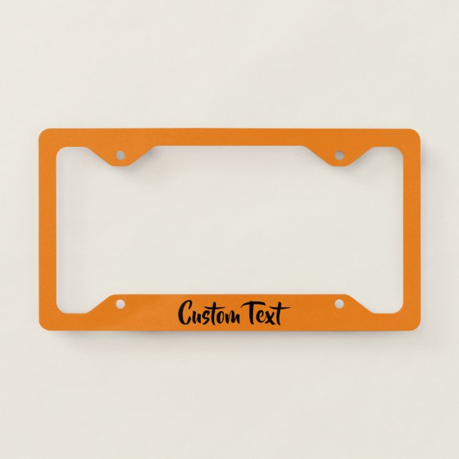 Fun Black Script on Orange License Plate Frame (Front)
