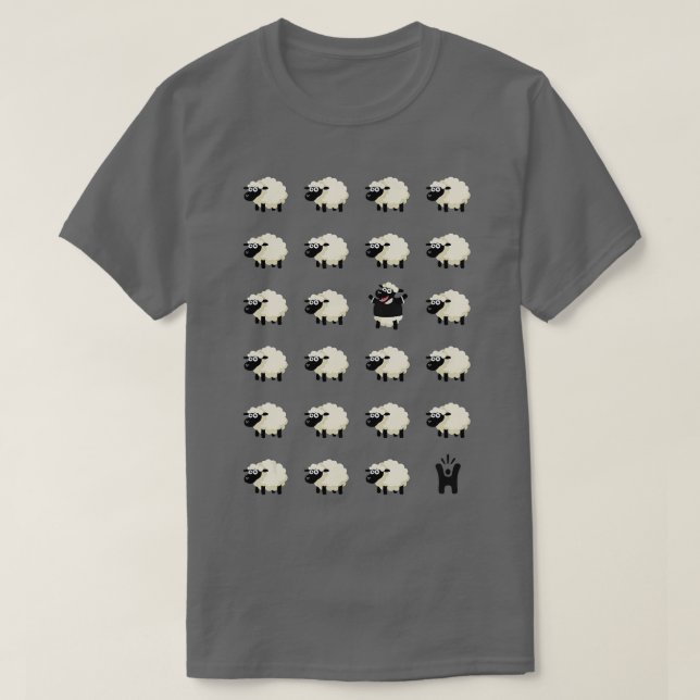 Fun Black Sheep HappyMe  T-Shirt (Design Front)