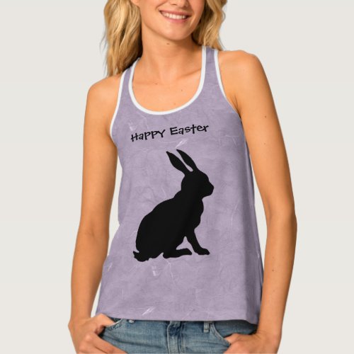 Fun Black Silhouette Easter Bunny Rabbit Purple Tank Top