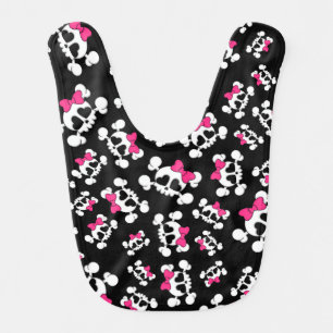 Fun black skulls and bows pattern bib