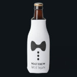 Fun Black Tie Best Man Wedding Favor Bottle Cooler<br><div class="desc">These fun foam bottle coolers are designed specially for the Best Man. They feature a fun design of a black tie with three buttons on a white background resembling a tuxedo. The text reads "Best Man" and has a space for his name as well as the wedding couple & date....</div>