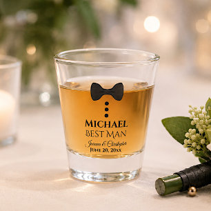 Fun Black Tie Tuxedo Best Man Wedding Favor Shot Glass