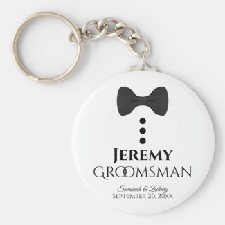 Fun Black Tie Tuxedo Groomsman Wedding Favor Keychain