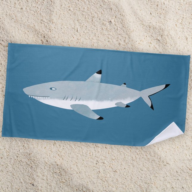 Fun Black Tipped Reef Shark Beach Towel (Fun Black Tipped Reef Shark nautical beach towel for wildlife lovers.  Eek!)