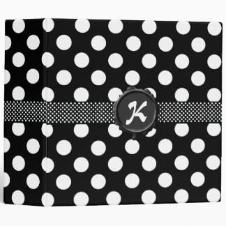 Fun Black & White Polka Dot Monogram Binder