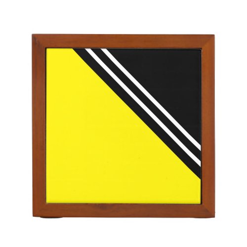 Fun Black White Stripes Vivid Yellow Background Desk Organizer