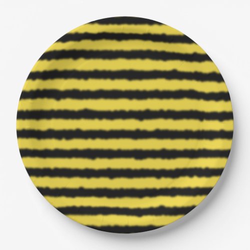 Fun Black Yellow Bee_Inspired Stripes Pattern Paper Plates