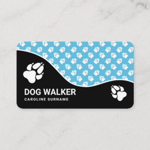 Fun Blue And Black Dog Paws Dog Walker Pet Sitting Business Card