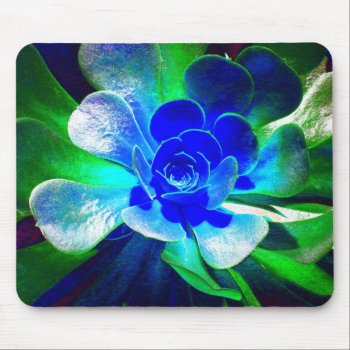 Fun Blue And Green Art Flower Mouse Pad by CountryCorner at Zazzle