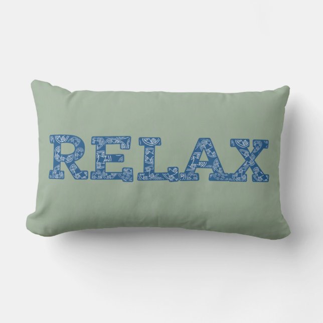 Fun Blue and Green Faux Applique 'Chill' Cushion (Front)