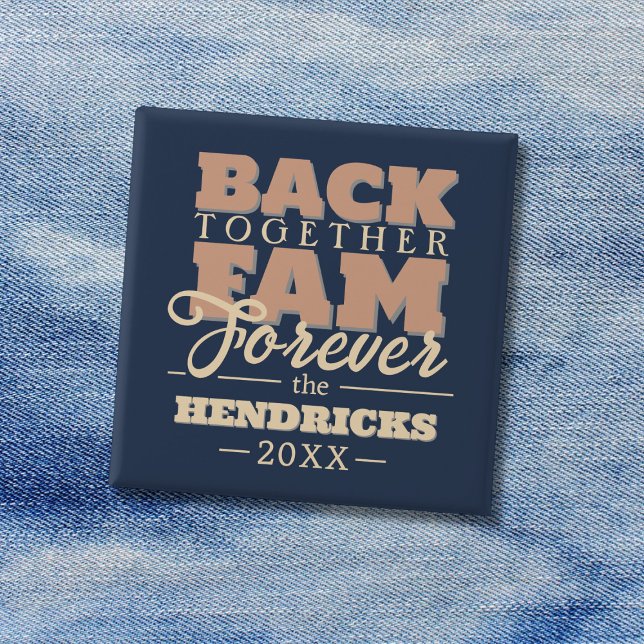 Fun, blue and pastel Family Reunion quote Button (Family Reunion Button Keepsake)