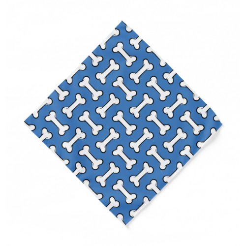 Fun Blue and White Bones Pattern Dog Bandana