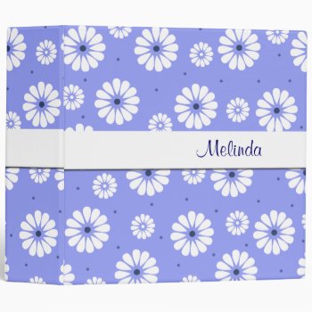 Fun Blue And White Daisies Binder by Hannahscloset at Zazzle