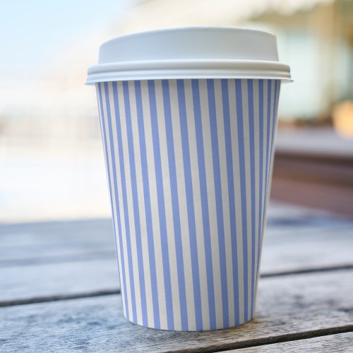 Fun Blue and White Diagonal Striped Paper Cups