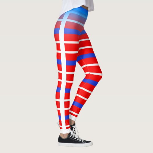 Fun Blue and White Horizontal Stripe on Your Color Leggings