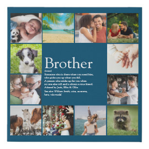 Fun Blue Best Brother Ever Definition 12 Photo Faux Canvas Print