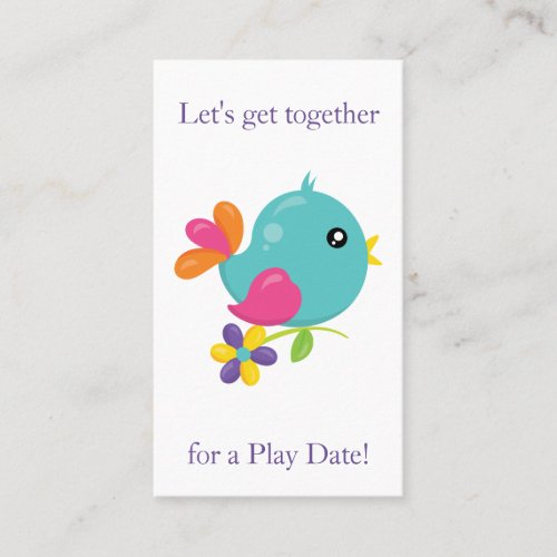 Fun Blue bird Playdate Calling Card