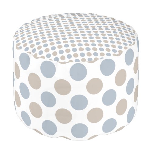 Fun Blue Brown White Polka Dot Patterned Pouf