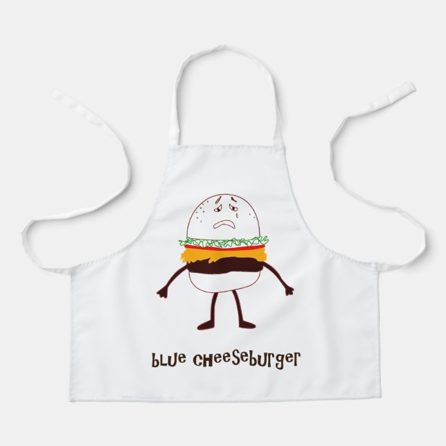 fun blue cheeseburger design! apron (Front)