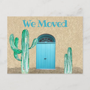 Fun Blue Doors Cactus We Moved Announcement Postcard