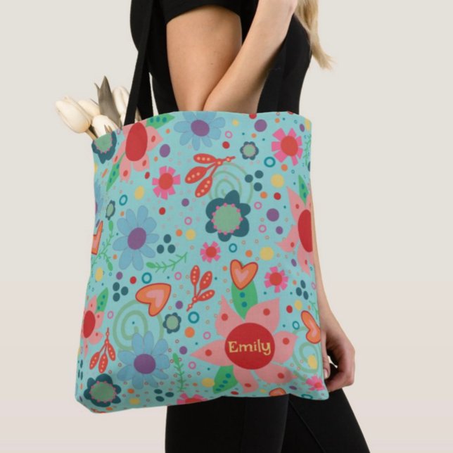 Fun Blue Funky Floral Inspirivity tote (Creator Uploaded)