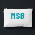 Fun Blue Green Shadow Block Monogram, Custom  Accessory Pouch<br><div class="desc">Super cute bag with a blue green shadow block monogram. This aesthetic is so on trend. Easily change the colors and text to yours - 2 letter monogram, 3 letter or full word/name. Cute and stylish, yet simple, modern and classic - perfect for a birthday gift, wedding party gift and...</div>