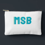 Fun Blue Green Shadow Block Monogram, Custom  Accessory Pouch<br><div class="desc">Super cute bag with a blue green shadow block monogram. This aesthetic is so on trend. Easily change the colors and text to yours - 2 letter monogram, 3 letter or full word/name. Cute and stylish, yet simple, modern and classic - perfect for a birthday gift, wedding party gift and...</div>