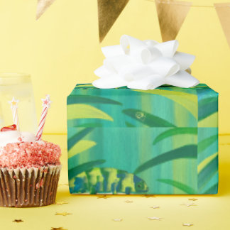 Fun Blue Green Yellow Chameleon Wrapping Paper