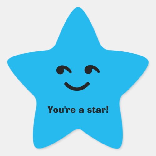 Fun Blue Happy Smiling Face Youre A Star School Star Sticker