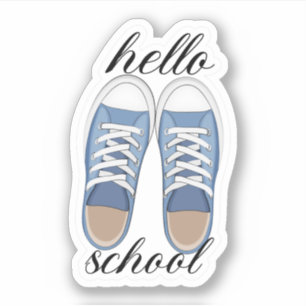 Fun Blue Hello School Tennis Shoes Sticker