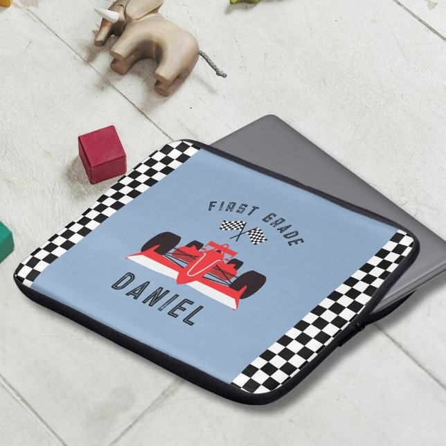 Fun Blue Kids Red Racing Car Laptop Sleeve (Creator Uploaded)