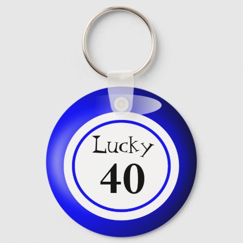 Fun Blue Lucky Number Bingo Ball Theme Keychain