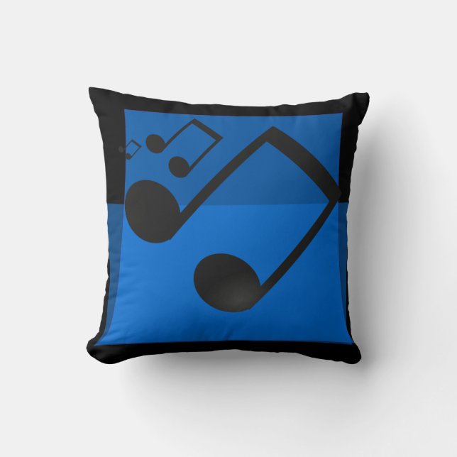 FUN BLUE MUSIC NOTES THROW PILLOW (Front)