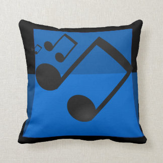 FUN BLUE MUSIC NOTES THROW PILLOW