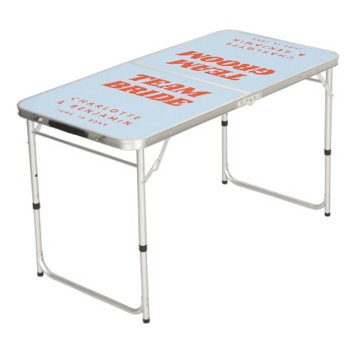 Fun Blue Orange Bride Groom Wedding Personalized Beer Pong Table