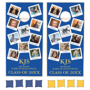 Fun Blue Photo Yearbook Superlatives Graduation Cornhole Set