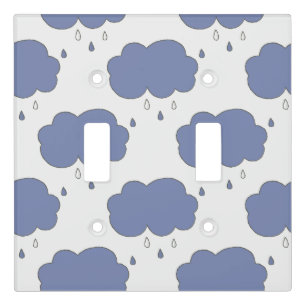 Fun Blue Rain Clouds Pattern Light Switch Cover
