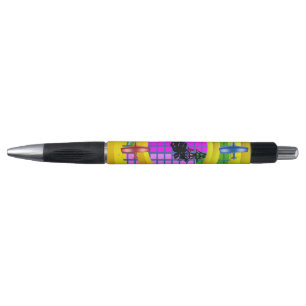 Fun Blue Red Aviation Plane on Gold Rings Pen
