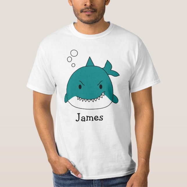 Fun Blue Shark Personalized T-Shirt (Front)