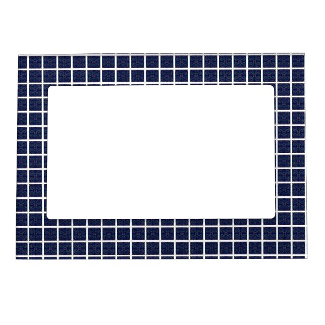 Fun Blue Squares on Blue Geometric Magnetic Frame (Front)